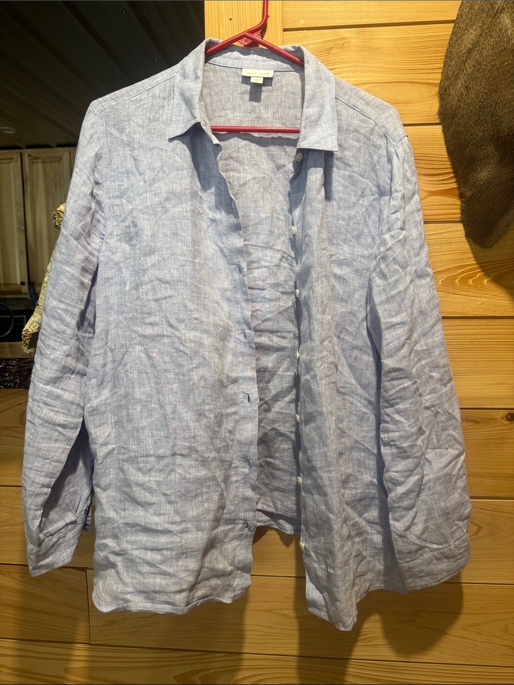 J. Jill Light Blue Linen Shirt Jacket